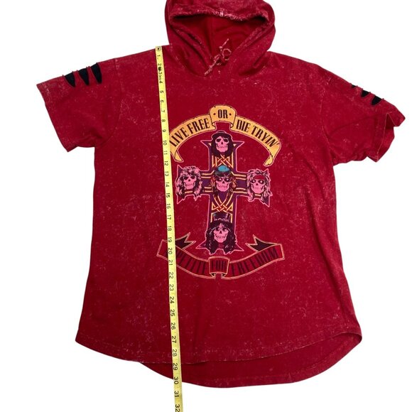 Track 23 Guns N Roses Short Sleeve T-Shirt Hoodie Women's Size XL Red w Graphic - Picture 8 of 8